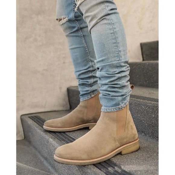 ORO Alicante Crepe‎ Chelsea Boots Mens 12 $385 Suede Pull on Round Toe Ankle Tan main image 12